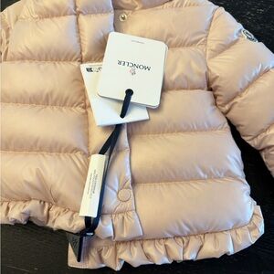Moncler White Puffer Jacket with Ruffled Hem